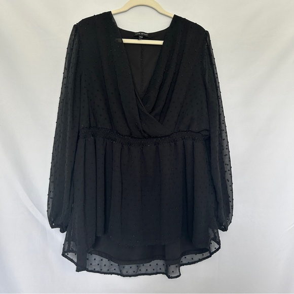 Lane Bryant Tops - Lane Bryant long sleeve swiss‎ dot black top